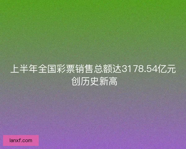 上半年全国彩票销售总额达3178.54亿元 创历史新高